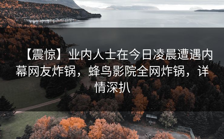 【震惊】业内人士在今日凌晨遭遇内幕网友炸锅,蜂鸟影院全网炸锅,详情深扒 【震惊】业内人士在今日凌晨遭遇内幕网友炸锅,蜂鸟影院全网炸锅,详情深扒