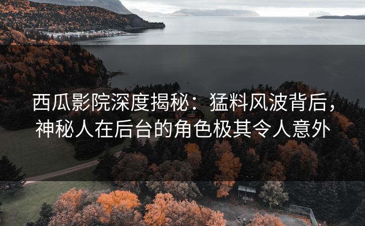 西瓜影院深度揭秘:猛料风波背后,神秘人在后台的角色极其令人意外 西瓜影院深度揭秘:猛料风波背后,神秘人在后台的角色极其令人意外