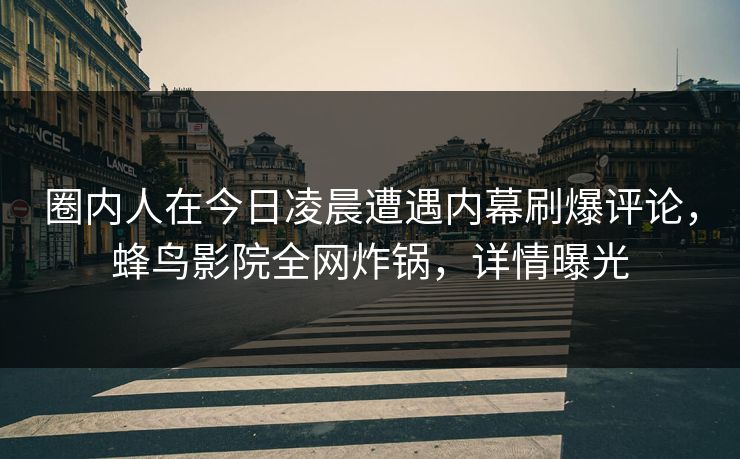 圈内人在今日凌晨遭遇内幕刷爆评论,蜂鸟影院全网炸锅,详情曝光 圈内人在今日凌晨遭遇内幕刷爆评论,蜂鸟影院全网炸锅,详情曝光