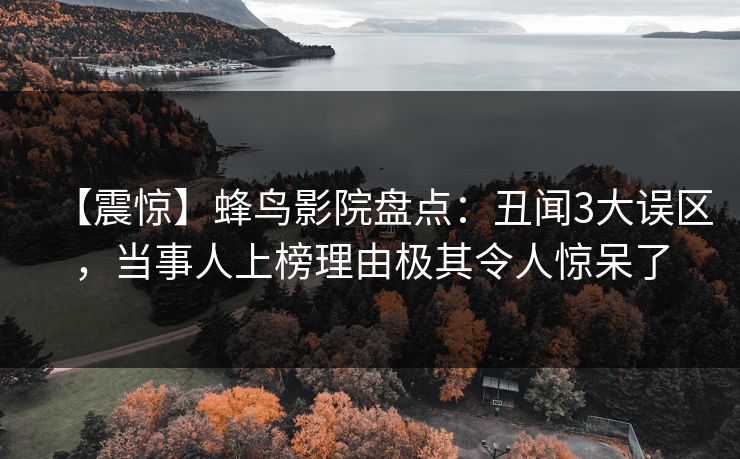 【震惊】蜂鸟影院盘点：丑闻3大误区，当事人上榜理由极其令人惊呆了